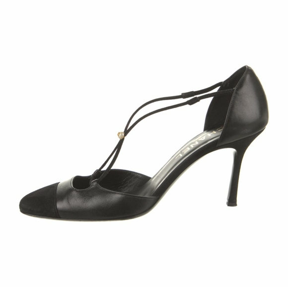 CHANEL CC LOGO FAUX PEARL STRAPS PUMPS - Picture 1 of 11